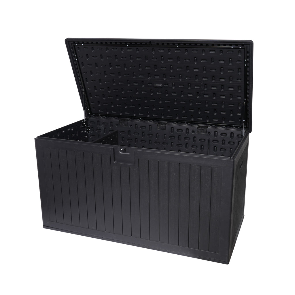 230 Gallon Resin Outdoor Deck Box Waterproof, Extra Large Patio Storage Box with Lockable Storage Containers for Patio Furniture Cushions, Pool Accessories, Garden Tools