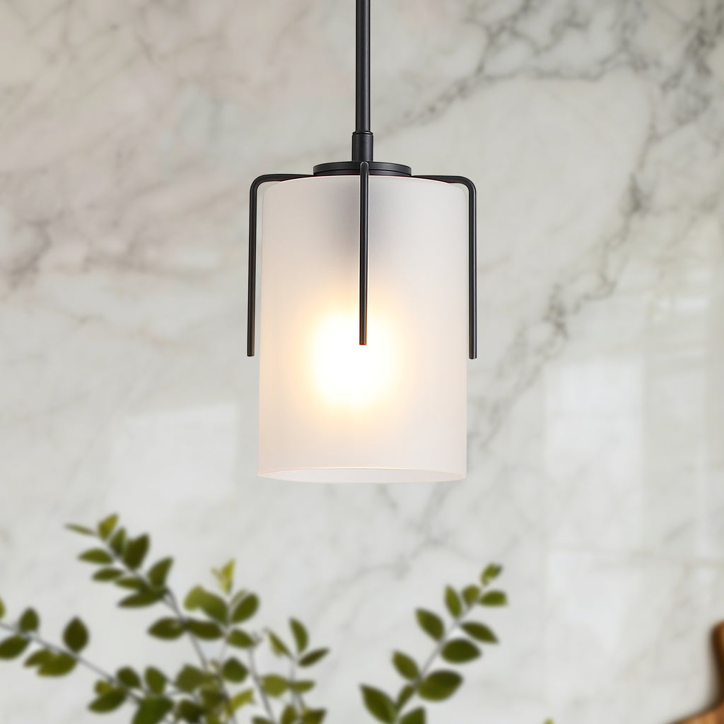 Modern Industrial Pendant Light with Clear Glass Shade, Adjustable Metal Pendant Lighting for Kitchen Island Dining Room Entryway, Easy Clean Glare-Free Home Light Fixture