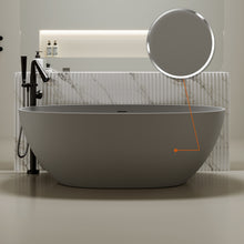 Load image into Gallery viewer, 67'' Freestanding Bathtub Resin Stone Soaking Bathtub Solid Surface Modern Tubs with Overflow and Pop-up Drain