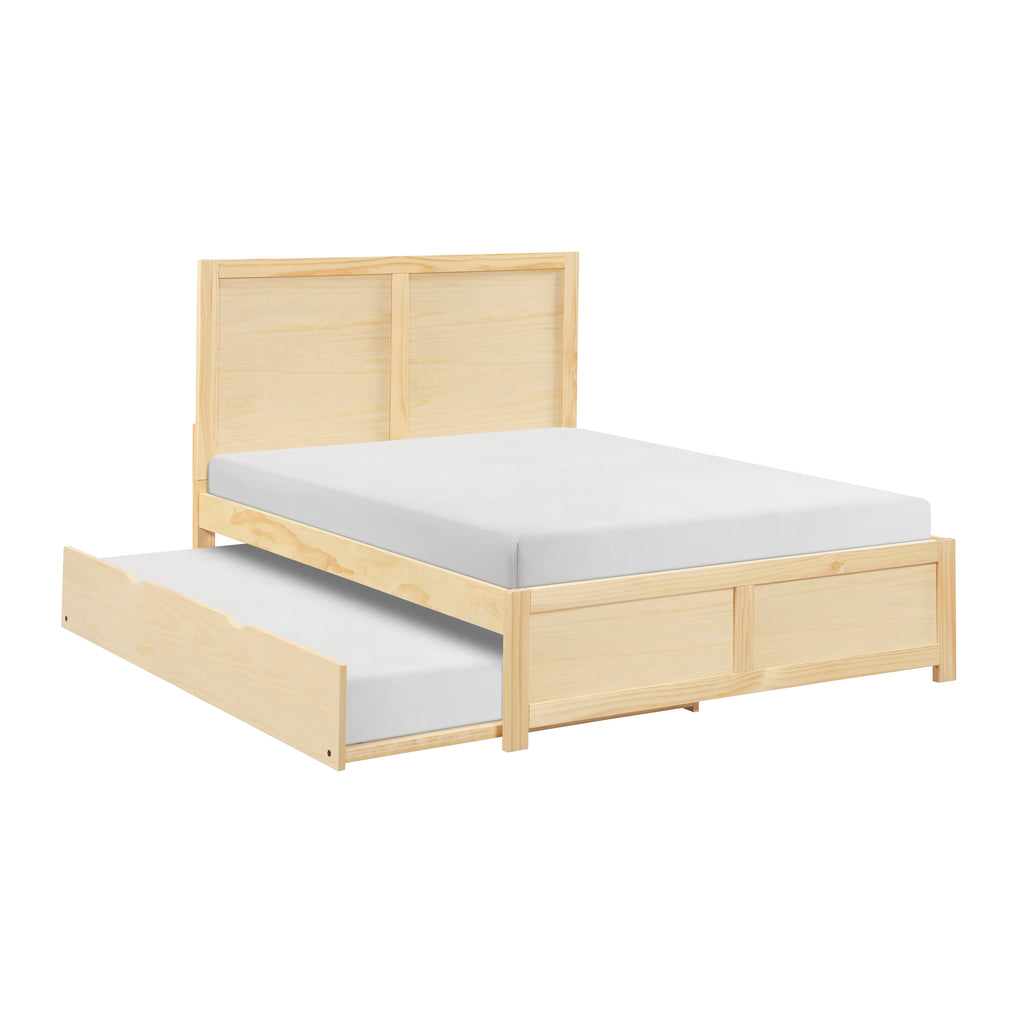 Natural Pine Finish 2pcs Storage Boxes with Caster Wheels Transitional Bedroom Furniture Under-Bed Toy Boxes