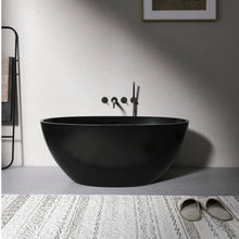 Load image into Gallery viewer, 55 inch freestanding solid surface soaking bathtub for bathroom