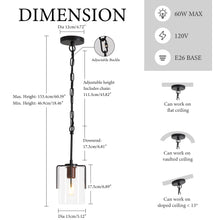 Load image into Gallery viewer, Modern Industrial Pendant Light with Clear Glass Shade, Adjustable Metal Pendant Lighting for Kitchen Island Dining Room Entryway, Easy Clean Glare-Free Home Light Fixture