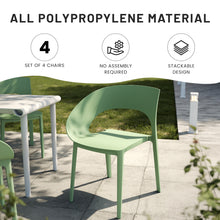 Load image into Gallery viewer, Summer - Haze Green Polypropylene Single-Side Chair - One-Piece Design for Indoor &amp; Outdoor Use,suitable for living rooms, dining rooms, gardens, terraces and other scenarios  (Set of 4)