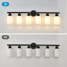 Load image into Gallery viewer, 6-Light Matte Black Wall Lamps with White Glass Shades (No Bulbs) Sconce Lighting for Bedroom Living Room
