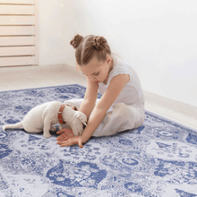 Load image into Gallery viewer, MAVAL Blue Washable Rug 2' x 3' Doormat Rug (Blue, 2' x 3') Modern, Contemporary, Non-Shedding &amp; Easy to Clean, Ideal for Living Room, Bedroom, Dining Space, 36*24 inch