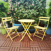Load image into Gallery viewer, 3 Piece Patio Bistro Set of Foldable Round Table and Chairs, Yellow