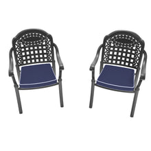 Load image into Gallery viewer, Cast Aluminum Patio Dining Chair 2PCS With Black Frame and Blue Cushions (same sku: W171091759)