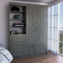 Load image into Gallery viewer, Kenya 3 Drawers Armoire, Double Door, 3-Tier Shelf -Black