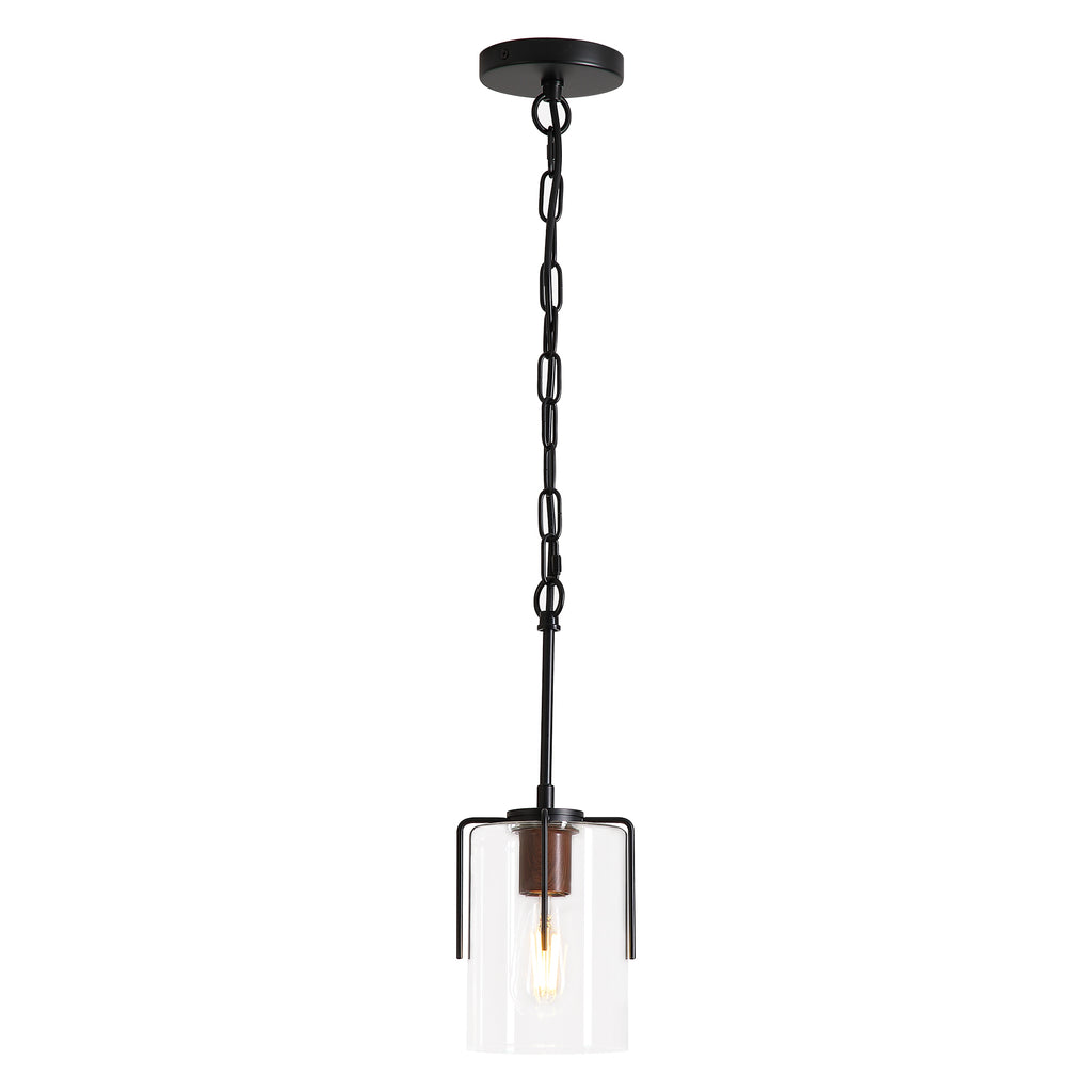 Modern Industrial Pendant Light with Clear Glass Shade, Adjustable Metal Pendant Lighting for Kitchen Island Dining Room Entryway, Easy Clean Glare-Free Home Light Fixture