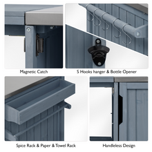 Load image into Gallery viewer, K&amp;K 66.5" Outdoor Kitchen Island for Big Green Egg Grills, Solid Wood Outdoor Grill Cart for Tabletop Grill with Stainless Steel Top, Drawer, Compatible with Large Big Green Egg, Kamado Joe- Grey Blue