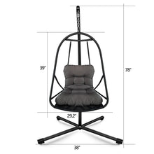 Load image into Gallery viewer, Swing Egg Chair with Stand Indoor Outdoor Wicker Rattan Patio Basket Hanging Chair with C Type bracket , with cushion and pillow,Patio Wicker folding Hanging Chair( Special construction cup holder