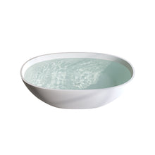 Load image into Gallery viewer, 70.8″Solid Surface Matte Tub, Solid Surface Soaking Tub, Stone Resin Freestanding Bathtub, Thick Edge Stand Alone Tubs with Overflow, Pop-up Drain, Matte White (Oval)