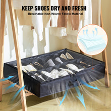 Load image into Gallery viewer, Sturdy Under Bed Shoe Storage Organizer, Set of 2, 32 Compartments, Underbed Shoes Closet Storage Solution with Clear Window, Breathable, L31.5"x W23.6"x H5.9", Black