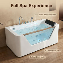 Load image into Gallery viewer, 67" Whirlpool Bathtub ,Hydrotherapy Jetted Bathtub with Glass Panel, 7 Jets,3-Side Apron,89 Gallons,White