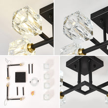 Load image into Gallery viewer, Modern Luxurious Crystal Ceiling Light, 4 Lights (BO INCLUDED Bulb) Modern Crystal Ceiling Light for Dining Room, Pendant Lamp Ceiling Lighting for Living Bedroom Hall Balcony --Matte Black