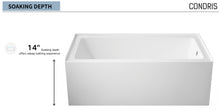 Load image into Gallery viewer, 60" x 36" Alcove Bathtub, Acrylic Soaking Tub with Ergonomic Backrest, Anti-Slip Base, Left Drain, Glossy White