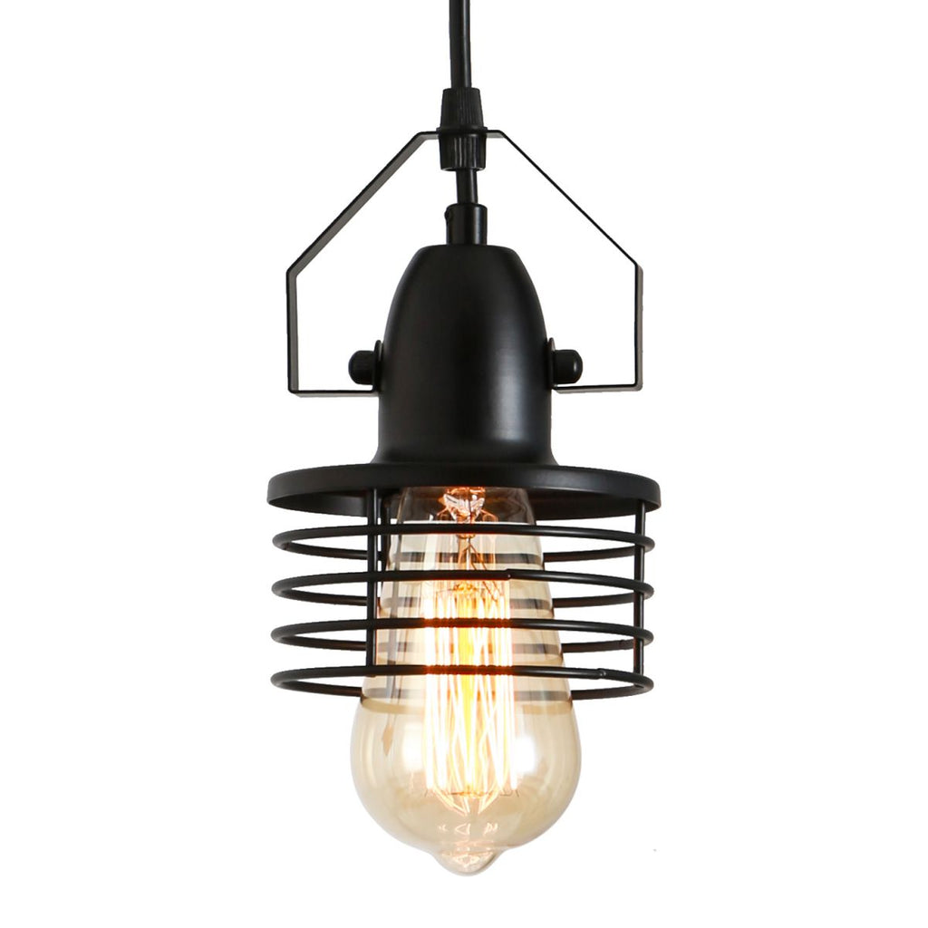 Farmhouse Vintage Pendant Light Black Fixture Pendant Lights with Spring Frame Adjustable Metal Hanging Lamp for Kitchen Island Dining Room Bedroom Living Room Barn Entryy, E26