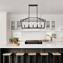 Load image into Gallery viewer, 7-Light Farmhouse Kitchen Island Lighting,5 Light Industrial Linear Chandelier for Dining Room Metal Matte Black Finish Hanging Pendant Light Fixture for Bedroom Living Room Hallway Conference Room