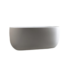 Load image into Gallery viewer, 47'' Independent solid surface resin stone bathtub, a modern designed independent bathtub with pop-up drainage and overflow pipes, suitable for small households