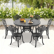 Load image into Gallery viewer, Ø47.24-inch Cast Aluminum Patio Dining Table With Black Frame and Carved Texture on the Tabletop (same sku: W171084479)