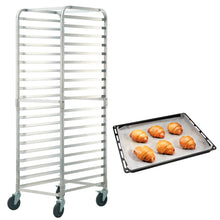 Load image into Gallery viewer, Bun Pan Rack, 20-Tier Commercial Bakery Racks with Brake Wheels, Aluminum Racking Trolley Storage for Half &amp; Full Sheet, Speed Rack For Kitchen Home, Bread Baking Equipment, 26"L x 20.4"W x 70"H