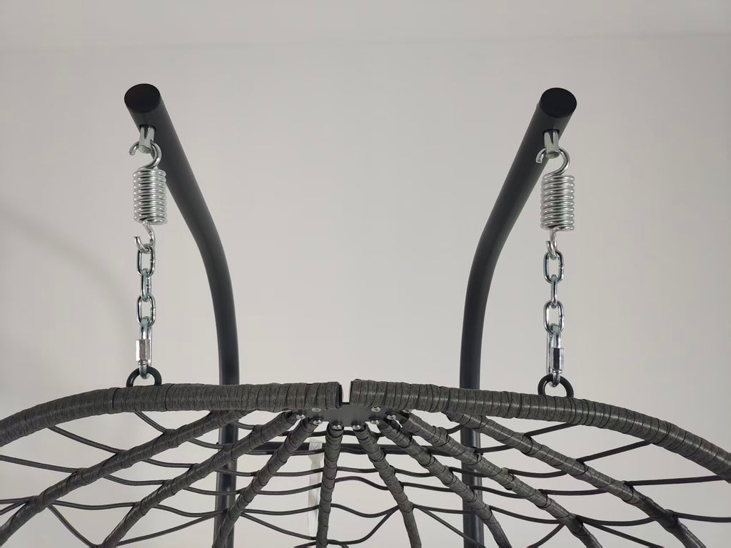 2 Persons Egg Chair with Stand Indoor Outdoor Swing Chair Patio Wicker Hanging Egg Chair Hanging Basket Chair with Stand for Bedroom Living Room Balcony