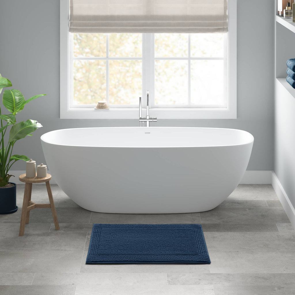 1 PCS 24x72" 100% Cotton Tufted 3000 GSM Reversible Bath Rug Navy