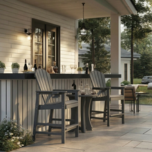 Load image into Gallery viewer, HDPE Bar Height Adirondack Chair with Cup Holder, All-Weather Outdoor Patio Bar Chair with Armrests 1 Piece(BK)