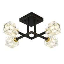 Load image into Gallery viewer, Modern Luxurious Crystal Ceiling Light, 4 Lights (BO INCLUDED Bulb) Modern Crystal Ceiling Light for Dining Room, Pendant Lamp Ceiling Lighting for Living Bedroom Hall Balcony --Matte Black