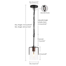 Load image into Gallery viewer, Modern Industrial Pendant Light with Clear Glass Shade, Adjustable Metal Pendant Lighting for Kitchen Island Dining Room Entryway, Easy Clean Glare-Free Home Light Fixture