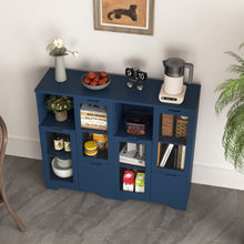 Load image into Gallery viewer, MDF painted Cabinet with Glass Doors and drawer, open storage space, Navy Blue, Bedroom, Living room