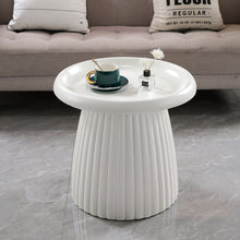 Load image into Gallery viewer, Light Coffee Magnesium Oxide Fluted Base Side Table, 17.72" Diameter Round Accent Table