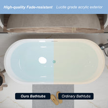 Load image into Gallery viewer, 59"Linear AcrylicFreestanding Bathtub Stand Alone Soaker Tub, Glossy White Acrylic, POP-UP Chrome Drain, cUPC Certified