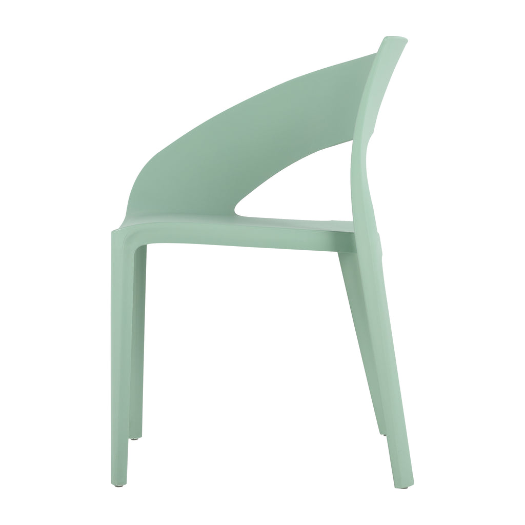 Summer - Haze Green Polypropylene Single-Side Chair - One-Piece Design for Indoor & Outdoor Use,suitable for living rooms, dining rooms, gardens, terraces and other scenarios  (Set of 4)