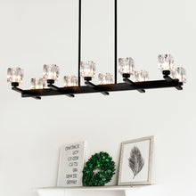 Load image into Gallery viewer, Chandelier for Dining Room, 10-Light Black Farmhouse Linear Pendant Light Fixture, Modern Crystal Hanging Lighting Chandelier for Kitchen Island, Bar, Long Table, G9 Bulb(10*G9*MAX 40W)