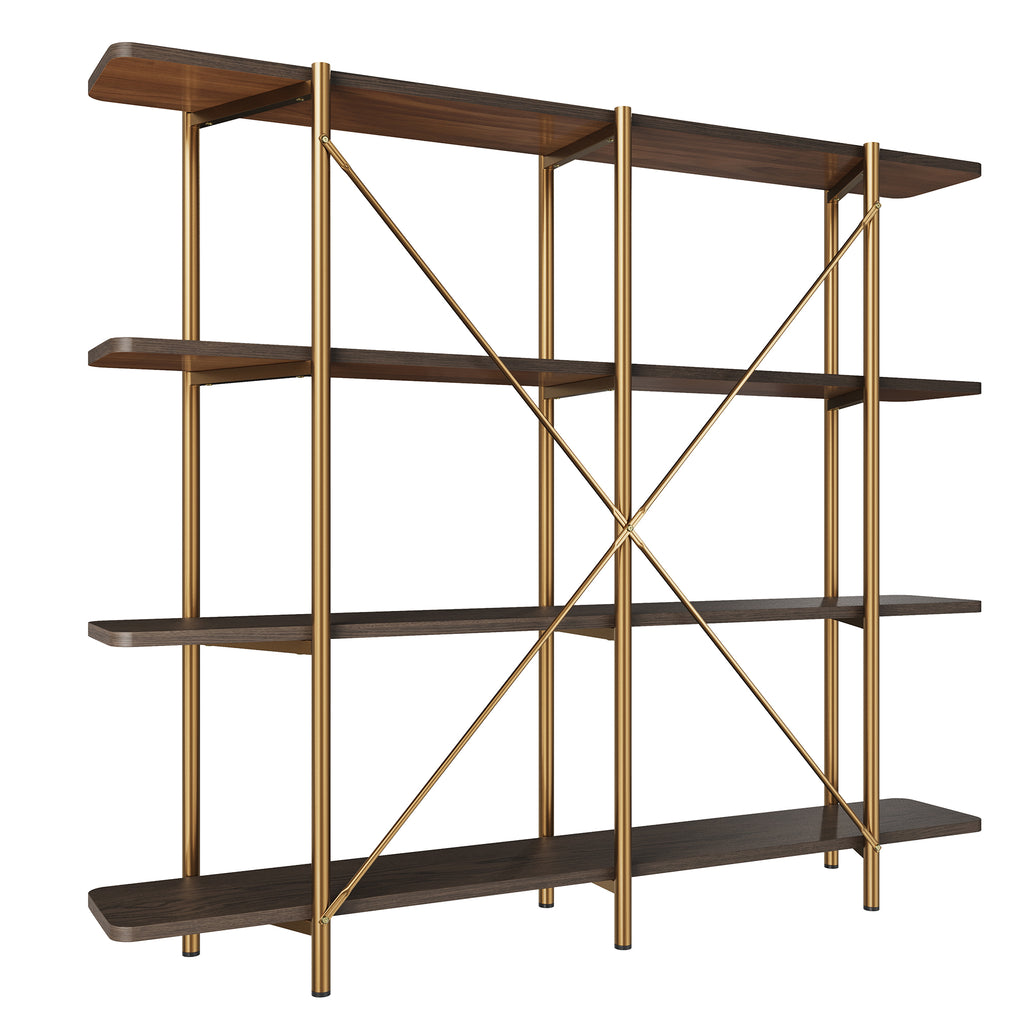 74.6 inch Stainless Steel Storage Rack, Solid Wood Partition Storage Shelf