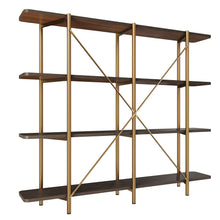 Load image into Gallery viewer, 74.6 inch Stainless Steel Storage Rack, Solid Wood Partition Storage Shelf