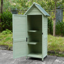 Load image into Gallery viewer, Outdoor Wooden Storage Shed, Tall Narrow Garden Tool Cabinet with Lockable Door &amp; 2 Shelves, Waterproof Asphalt Roof, Vertical Tool Organizer for Patio, Backyard, Lawn