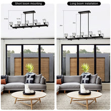 Load image into Gallery viewer, Chandelier for Dining Room, 10-Light Black Farmhouse Linear Pendant Light Fixture, Modern Crystal Hanging Lighting Chandelier for Kitchen Island, Bar, Long Table, G9 Bulb(10*G9*MAX 40W)