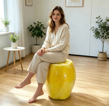 Load image into Gallery viewer, Yellow Lemon Fruit Stool, 14"Oversized Resin Stool, Side Table, Home Decor Plant Stand Garden Indoor Outdoor Decorations, Multi-Purpose Innovative Garden Furniture
