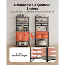 Load image into Gallery viewer, Kitchen Bakers Rack, 23.6 inch Width Bakers Rack, Kitchen Stand with X-Shaped Support Bar, 12 S-Shaped Hooks, Double-Layer Top Shelf, Coffee Bar Stand for Dishes &amp; Bowls, Spice Bottles
