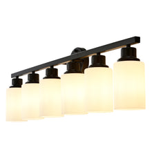 Load image into Gallery viewer, 6-Light Matte Black Wall Lamps with White Glass Shades (No Bulbs) Sconce Lighting for Bedroom Living Room