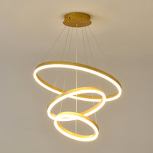 Load image into Gallery viewer, Modern Gold Led Chandelier 3 Rings Gold Dimmable  LED Chandeliers Light Fixture for Kitchen Island Height Adjustable Chandelier Led Pendant Light for Dining Room Bedroom Living Room