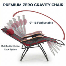 Load image into Gallery viewer, Oversized Padded Zero Gravity Chair, Foldable Patio Recliner, 30" Wide Seat Anti Gravity Lounger with Cup Holder, Support 400 LBS