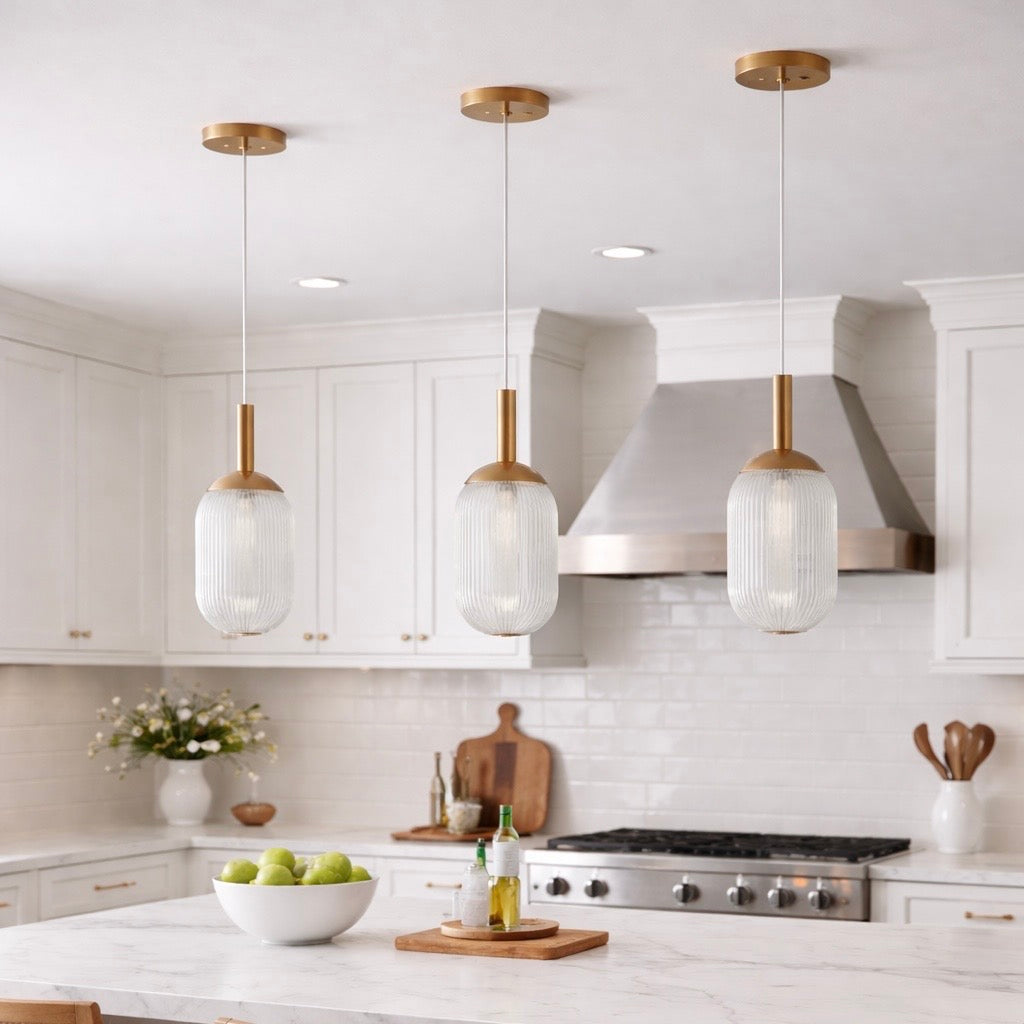 Modern Style Pendant Lamp - Bronze and Clear 110-120V Bedside Lamp Bedroom/Living Room Ceiling Light