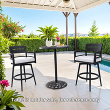Load image into Gallery viewer, Modern Outdoor 2-Piece Swivel Bar Chairs – Aluminum Frame with Ember Black, 360° Swivel, Ergonomic Backrest &amp; Armrests, Tapered Legs, Sunbrella Cushion, Weather-Resistant &amp; Durable Patio Bar Stool