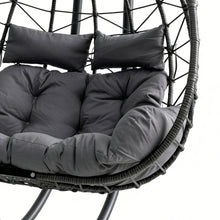 Load image into Gallery viewer, Double Hanging Egg Chair wth Stand, Patio Hammock Swing Chair with Cushion Loveseat for Bedroom, Balcony, Garden, Indoor, Outdoor,(Grey)