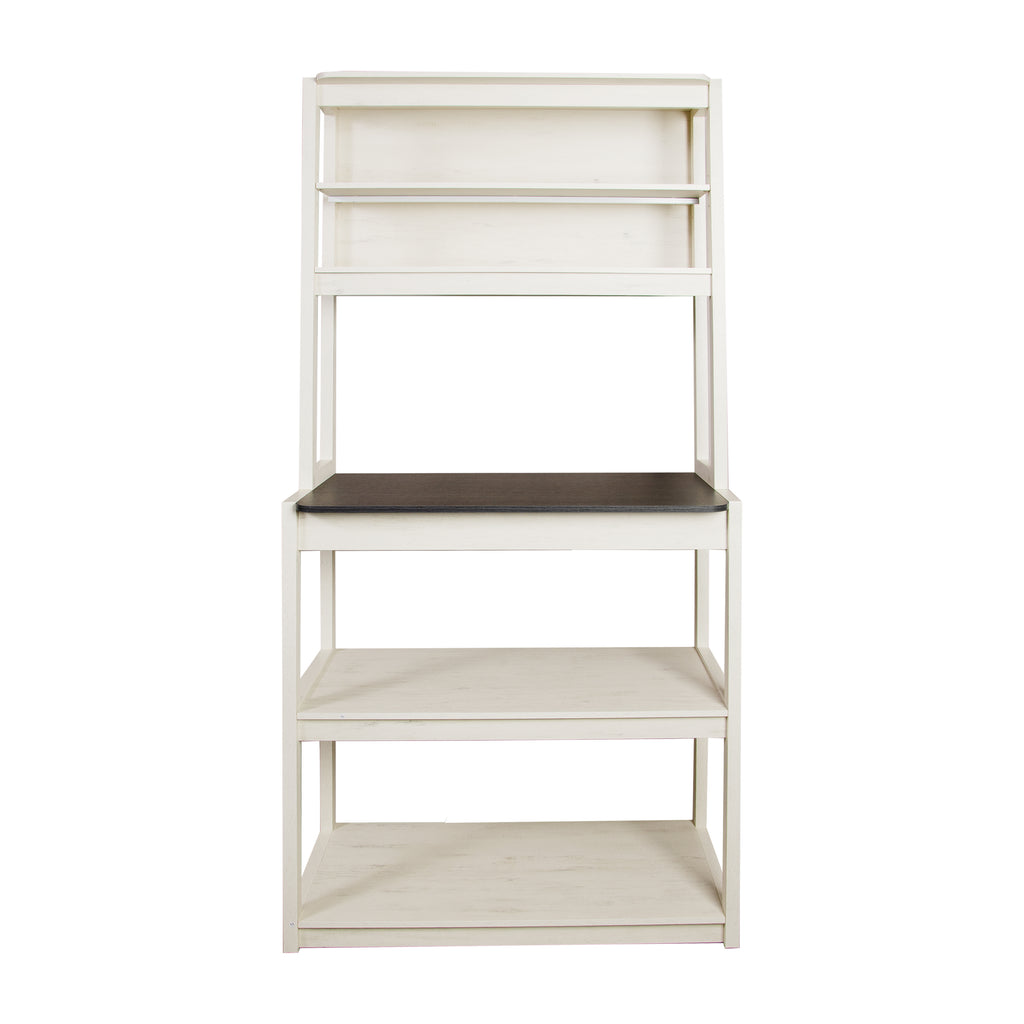 31.5" White and Black color 5-Tier Bakers Rack for Kitchen with Storage, Coffee Bar, Kitchen Shelves,  Microwave Stand