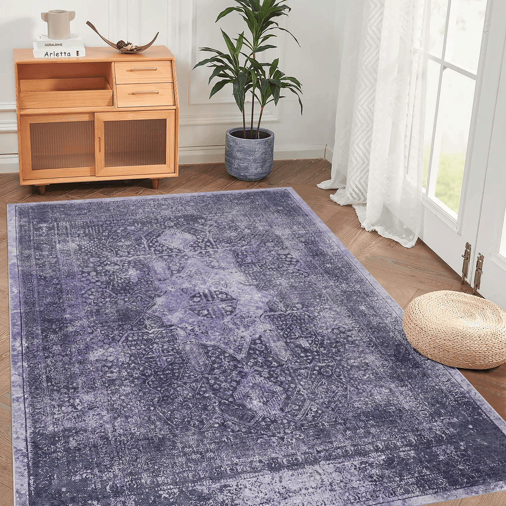 MAVAL Anthracite Washable Rug 2' x 3' Doormat Rug (Anthracite, 2' x 3') Modern, Contemporary, Non-Shedding & Easy to Clean, Ideal for Living Room, Bedroom, Dining Space, 36*24 inch