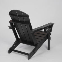 Load image into Gallery viewer, HDPE Folding Adirondack Chair with Dual Cup Holder - Composite Adirondack Chair with Wood Texture- Black